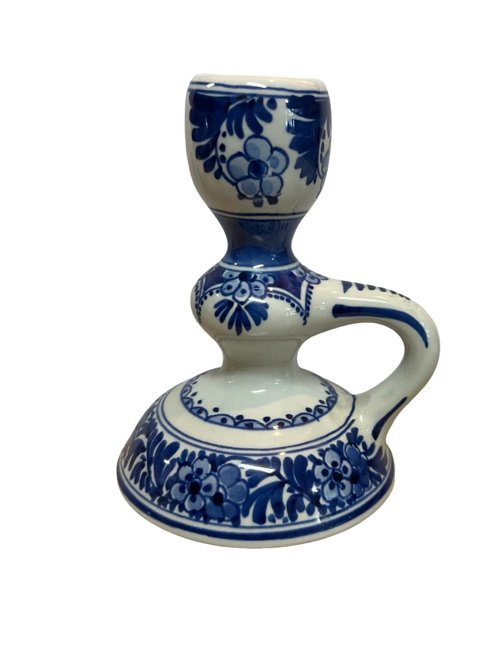 Vintage Royal Delft Porceleyne Fles Blue Handpainted Candle Holder Signed Whimsy